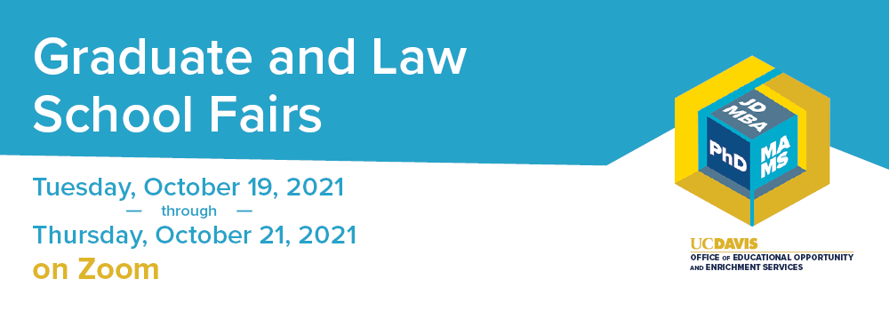 Header stating Graduate and Law School Fairs, Tuesday October 19 through Thursday October 21 on Zoom