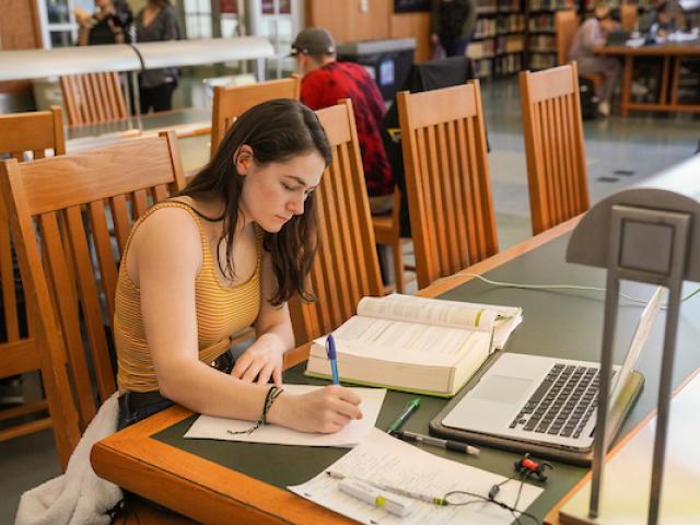 studying in library